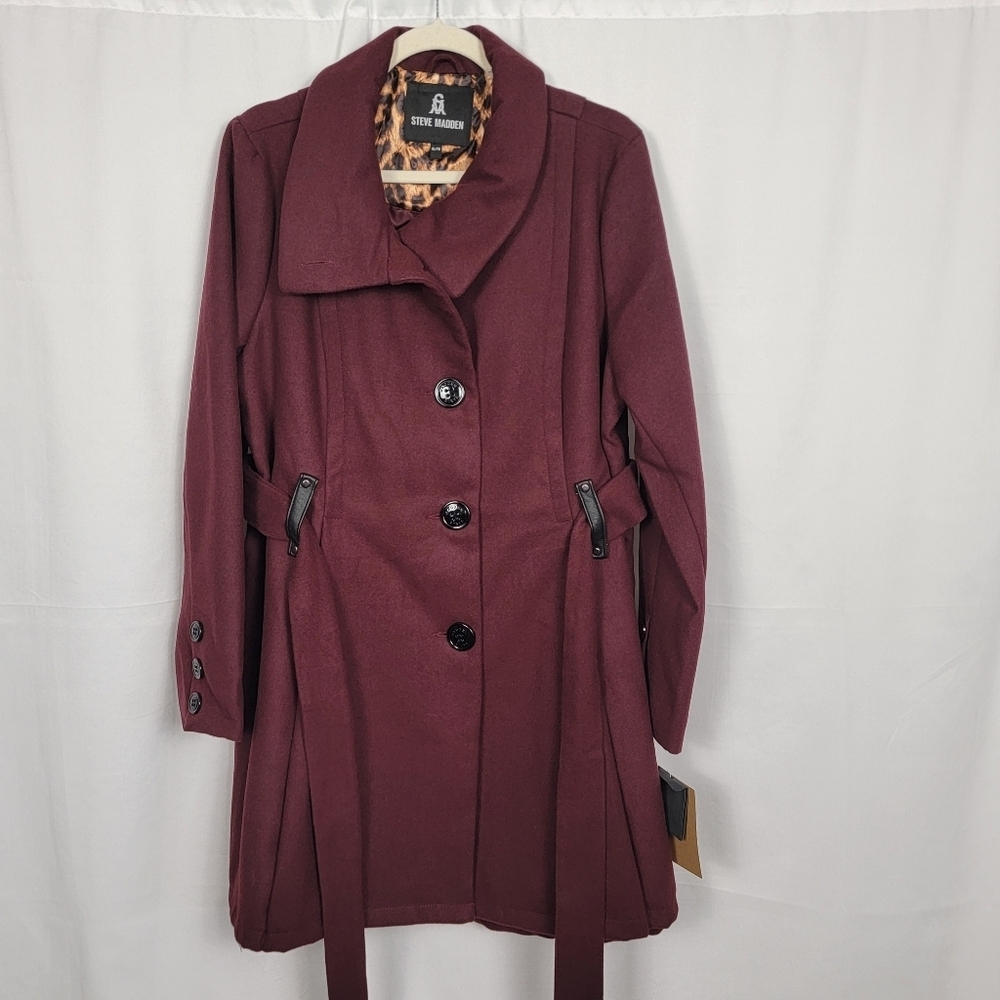 Steve Madden Coat High Low Burgundy Coat NEW #2671